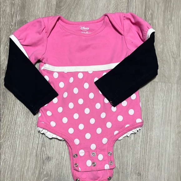 Disney Pink and Black Polka Dot Kids One Piece - Picture 1 of 1